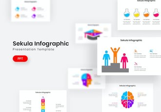 创意彩色铅笔积木拼合信息图形图表PPT模板 - 顶尖PPT