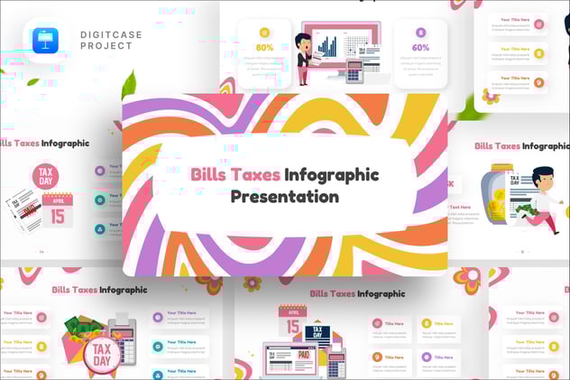 账单税务人物场景信息图形keynote模板 - 顶尖PPT