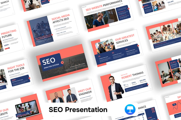 SEO搜索引擎优化报告数据分析Keynote模板 - 顶尖PPT