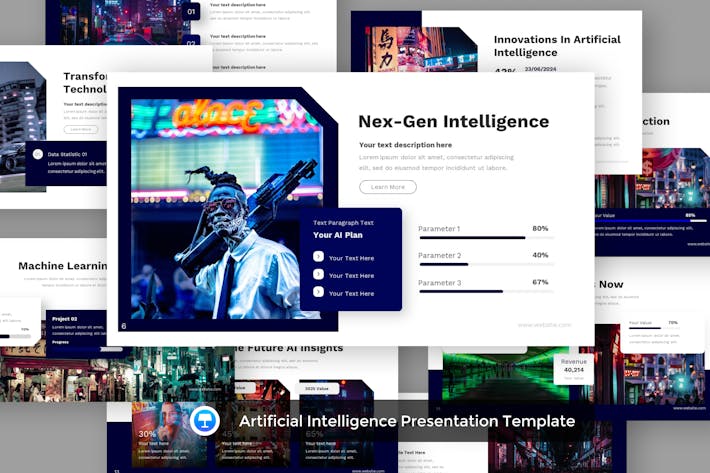 AI人工智能图像生成keynote模板 - 顶尖PPT