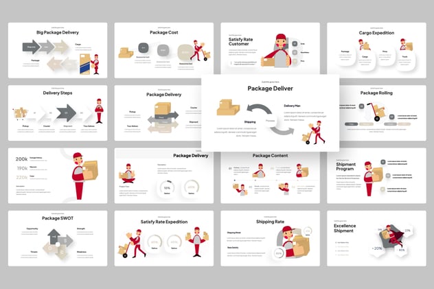 包裹交付信息图形keynote模板 - 顶尖PPT