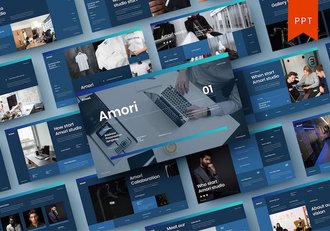 蓝色商务企业形象宣传PPT模板 - 顶尖PPT