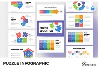 彩色积木拼合谜题信息图形keynote模板 - 顶尖PPT