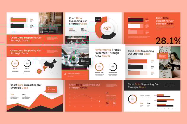 视觉图表数据展示分析PPT模板 - 顶尖PPT