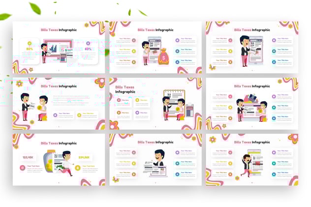 账单税务人物场景信息图形keynote模板 - 顶尖PPT