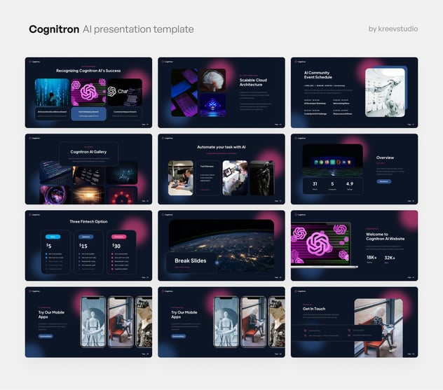 AI科技人工智能PowerPoint模板 - 顶尖PPT