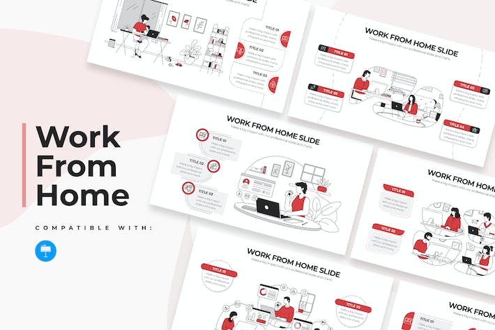 居家办公工作管理信息图形Keynote模板 - 顶尖PPT