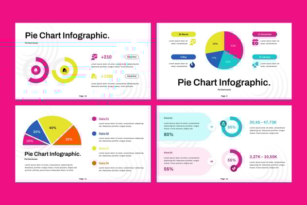 彩色饼形图PPT模板 - 顶尖PPT