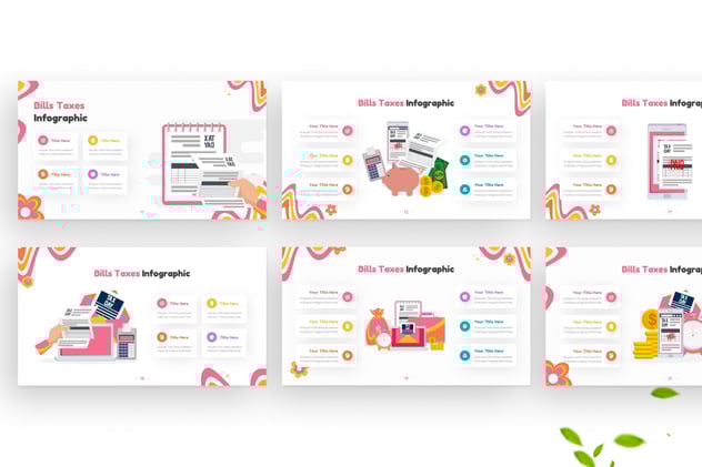 账单税务人物场景信息图形keynote模板 - 顶尖PPT