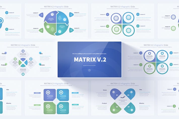 矩阵4个要点信息展示图形PPT模板 - 顶尖PPT