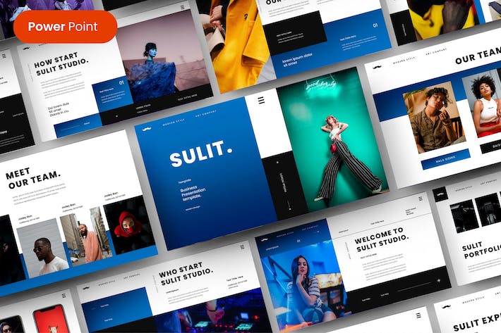 时尚流行风格服装模特展示品牌宣传PPT模板 - 顶尖PPT