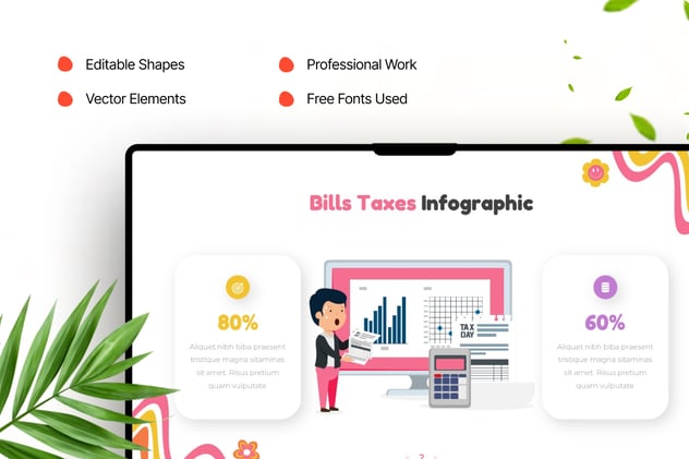 账单税务人物场景信息图形keynote模板 - 顶尖PPT