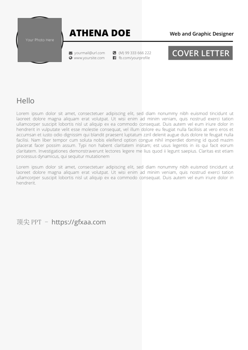 简约文艺英文简历模板 - 顶尖PPT