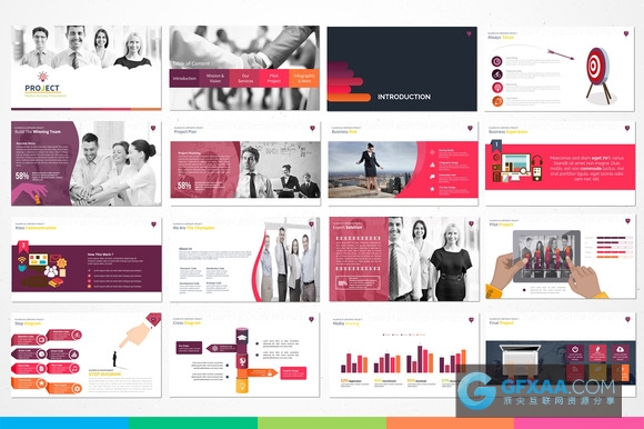 120页全高清多种颜色图形图表PPT模板 - 顶尖PPT