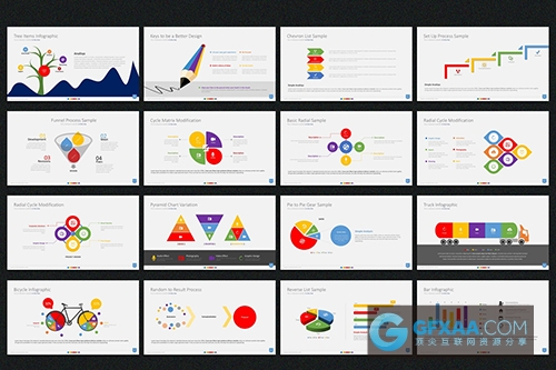 2种配色扁平化简约图形图标PPT模板 - 顶尖PPT