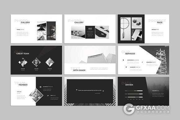 80页黑白简约风格PPT模板 - 顶尖PPT