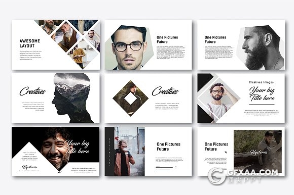 简约时尚杂志照片展示风格keynote模板 - 顶尖PPT