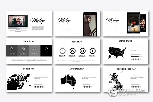 简约时尚杂志照片展示风格keynote模板 - 顶尖PPT