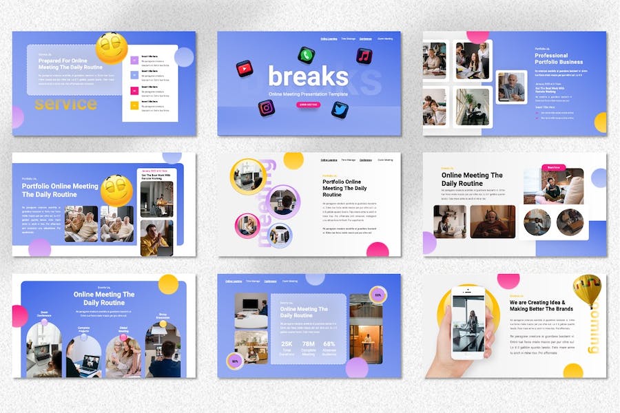 在线会议远程沟通协作方案Keynote模板 - 顶尖PPT