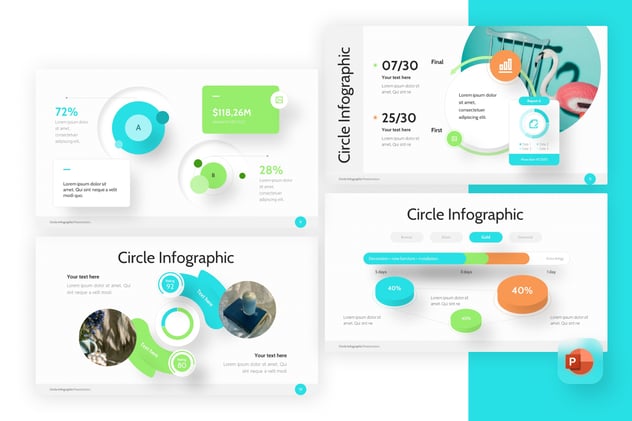 圆圈信息图表数据可视化分析PPT模板 - 顶尖PPT