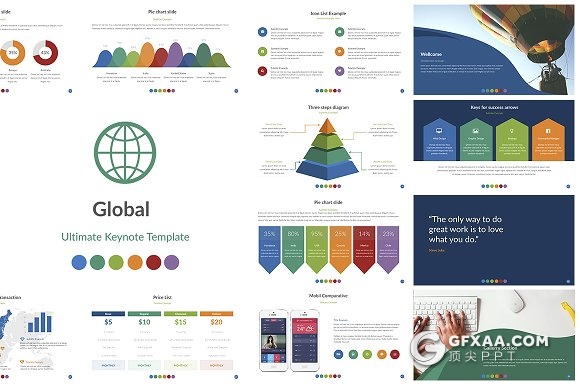 55页工作报告数据统计keynote模板 - 顶尖PPT