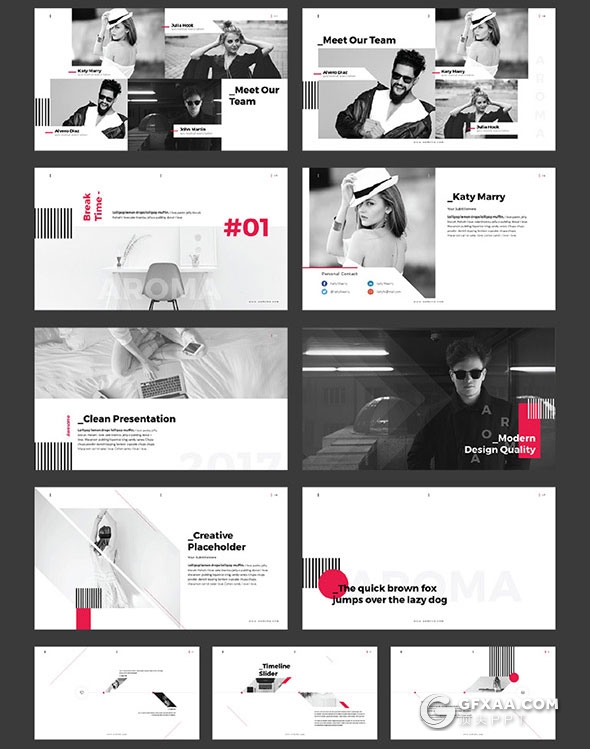 57页创意图形切割组合商业风格PPT模板 - 顶尖PPT