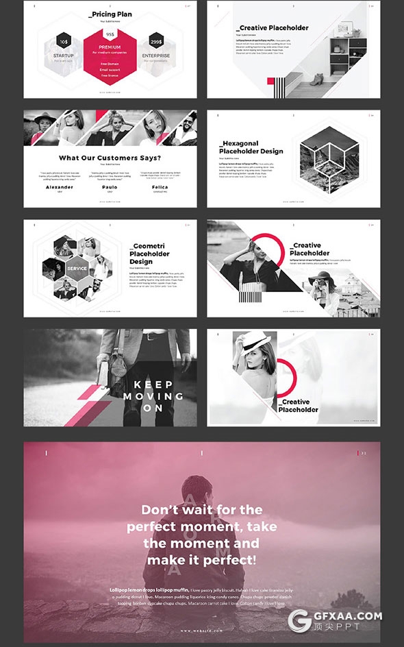 57页创意图形切割组合商业风格PPT模板 - 顶尖PPT