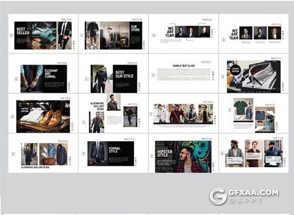 40页时尚杂志风格男人帮keynote模板 - 顶尖PPT