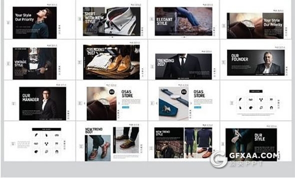40页时尚杂志风格男人帮keynote模板 - 顶尖PPT