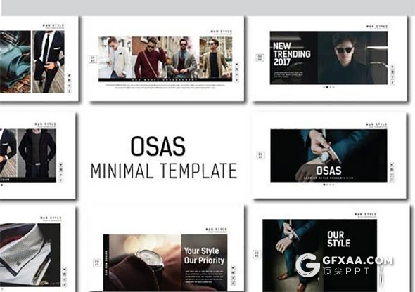 40页时尚杂志风格男人帮keynote模板 - 顶尖PPT