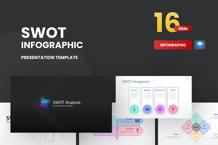 彩色线条SWOT信息图形keynote模板 - 顶尖PPT