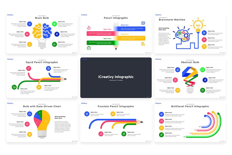 彩色铅笔造型教育信息图形PPT模板 - 顶尖PPT