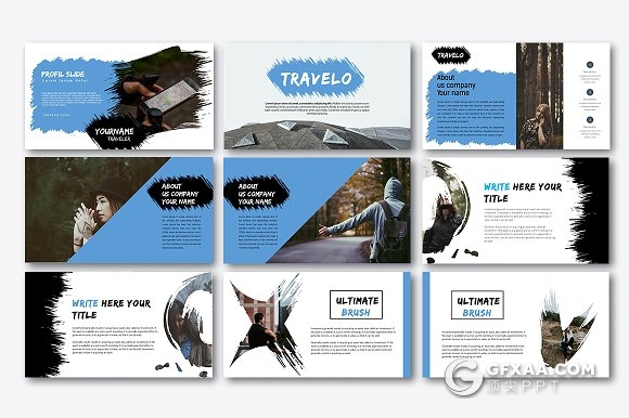 40页水墨剪影旅游经典展示keynote模板 - 顶尖PPT