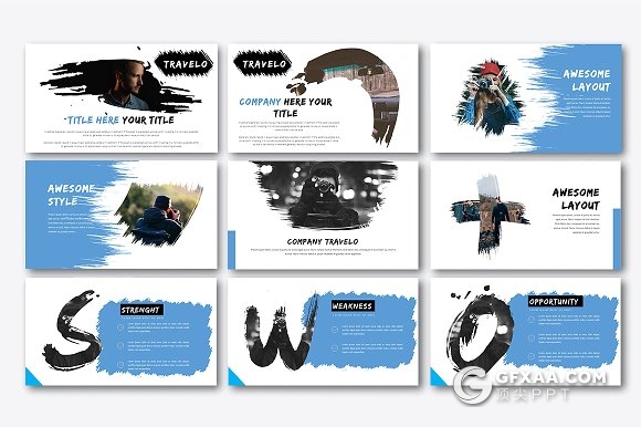 40页水墨剪影旅游经典展示keynote模板 - 顶尖PPT