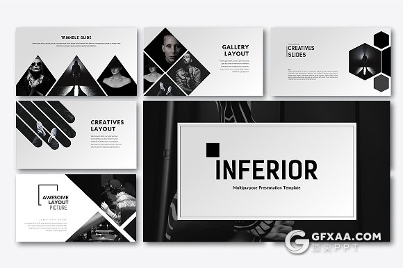 黑色艺术风格团队人物介绍keynote模板 - 顶尖PPT