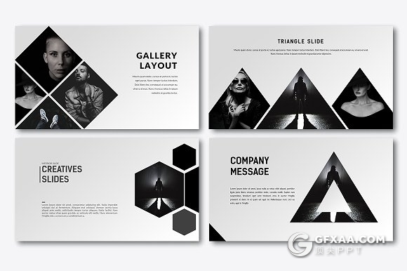 黑色艺术风格团队人物介绍keynote模板 - 顶尖PPT