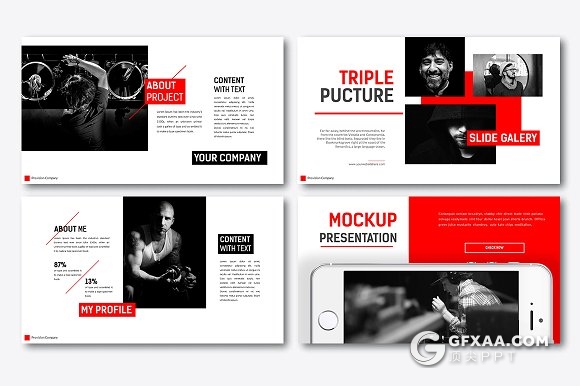 黑色大气图片展示团队介绍PPT模板 - 顶尖PPT