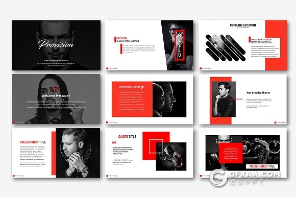 黑色大气图片展示团队介绍PPT模板 - 顶尖PPT