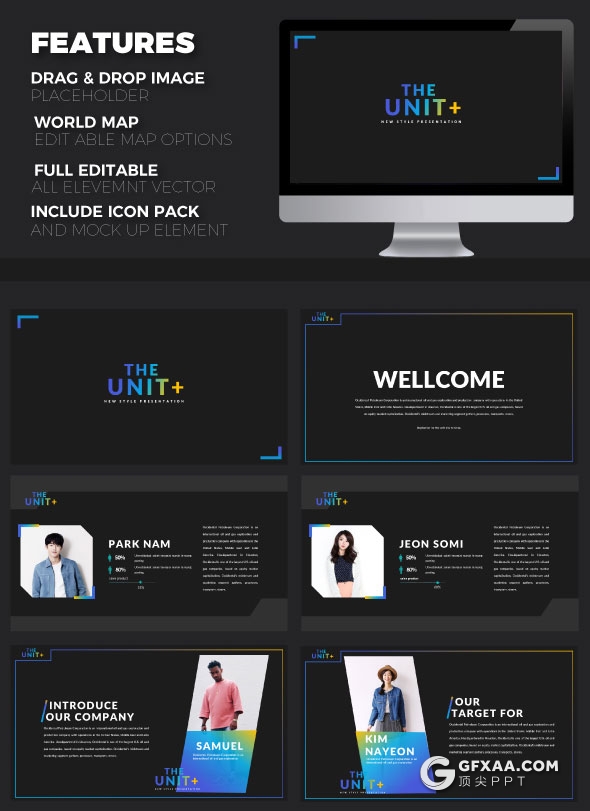 61页黑色典雅风格公司团队介绍PPT模板 - 顶尖PPT