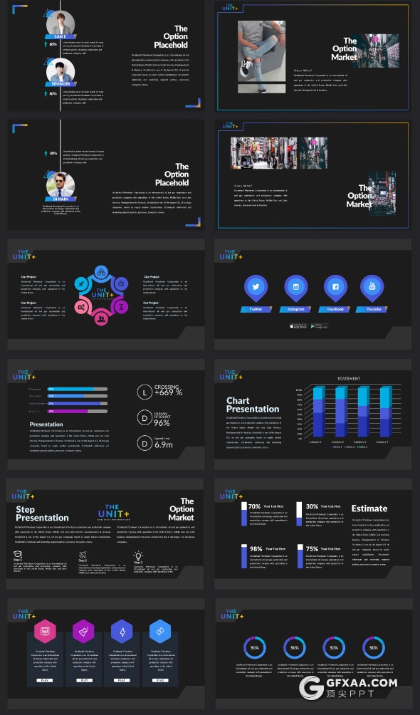 61页黑色典雅风格公司团队介绍PPT模板 - 顶尖PPT