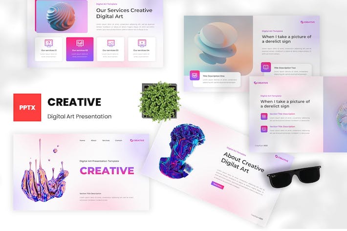 创意艺术数字展示方案PPT模板 - 顶尖PPT