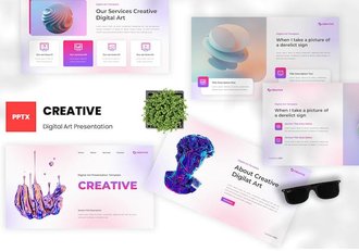 创意艺术数字展示方案PPT模板 - 顶尖PPT