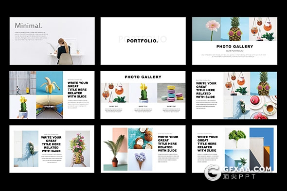80页极简文艺风格图片展示keynote模板 - 顶尖PPT