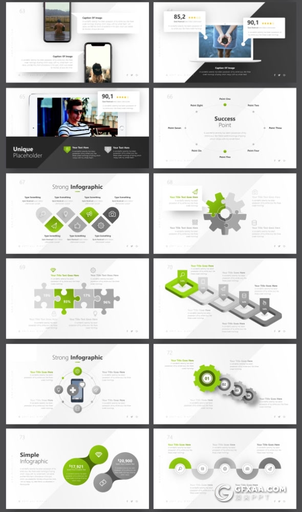 80页精致设计效果国外PPT模板21种主题配色 - 顶尖PPT