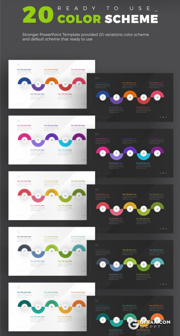80页精致设计效果国外PPT模板21种主题配色 - 顶尖PPT
