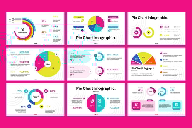 彩色饼形图PPT模板 - 顶尖PPT