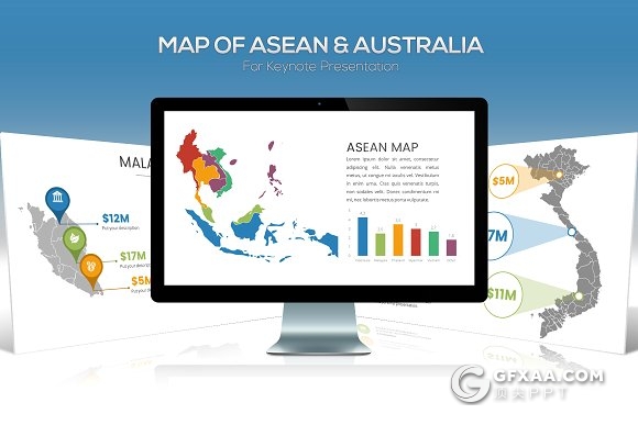 东盟和澳大利亚地图keynote模板 - 顶尖PPT
