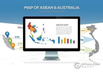 东盟和澳大利亚地图keynote模板 - 顶尖PPT