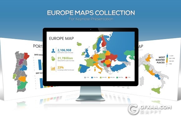 欧洲地图大合集keynote模板 - 顶尖PPT