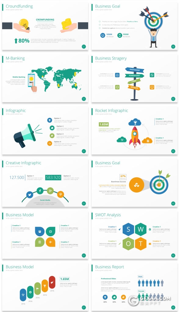 131页卡通人物商务风格PPT模板多种配色设计 - 顶尖PPT